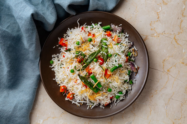 Keralan coconut rice with Travencore vegetables