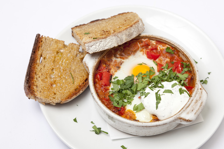 Turkish menemen with sumac yoghurt