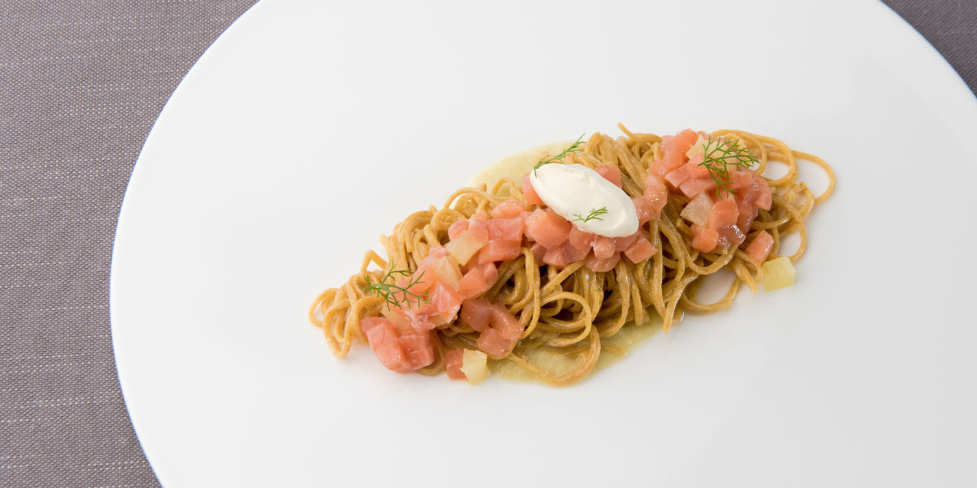 Grano Arso Pasta Recipe with Char Tartare - Great Italian Chefs