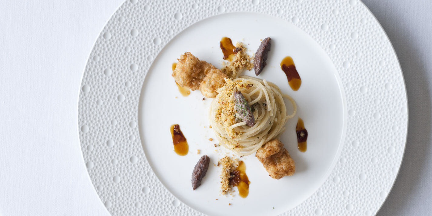 Anchovy Spaghetti with Walnut Pesto Recipe - Great Italian Chefs