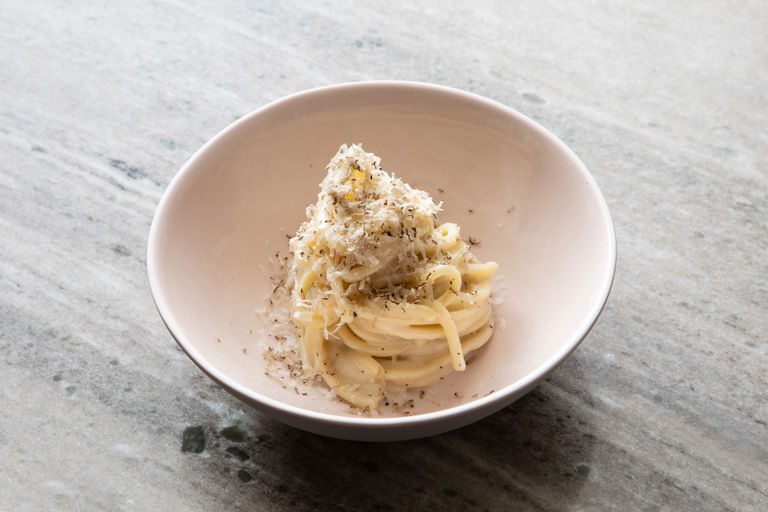 Bigoli, cacio e pepe, truffle, pecorino