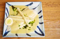Dover Sole and white asparagus in miso butter