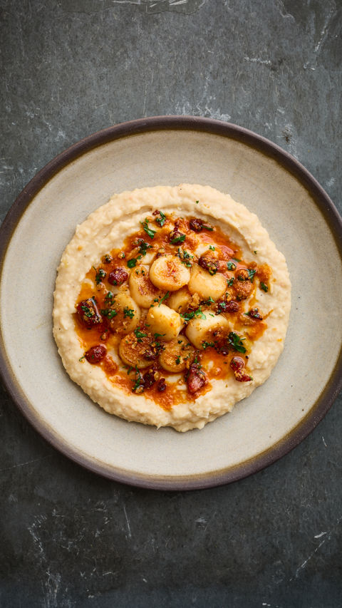 Patagonian scallops with _nduja butter and cannellini bean purée recipe reel