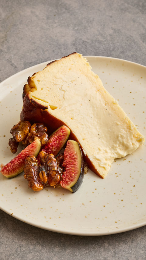 Basque cheesecake with candied walnuts and figs recipe reel