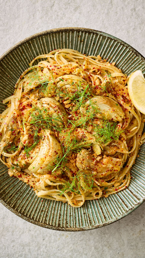Spiced fennel and artichoke linguine recipe reel